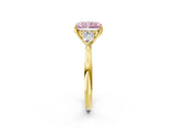 Yellow gold Three-Stone Fancy Pink Radiant Cut Diamond Ring with Pear  Side Stones in Four-Prong Setting_50
