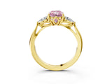 Yellow gold Three-Stone Fancy Pink Radiant Cut Diamond Ring with Pear  Side Stones in Four-Prong Setting_51