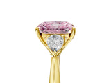 Yellow gold Three-Stone Fancy Pink Radiant Cut Diamond Ring with Pear  Side Stones in Four-Prong Setting_53