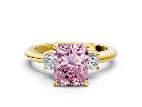 Yellow gold Three-Stone Fancy Pink Radiant  Cut Diamond Solitaire with Prong Setting and Classic Band_28