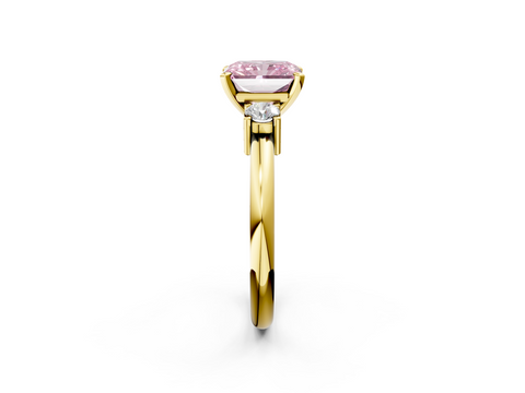 Yellow gold Three-Stone Fancy Pink Radiant  Cut Diamond Solitaire with Prong Setting and Classic Band_30