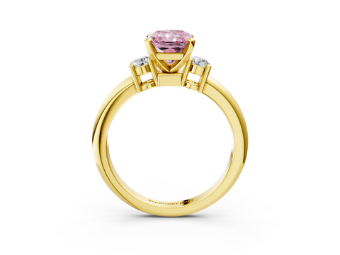 Yellow gold Three-Stone Fancy Pink Radiant  Cut Diamond Solitaire with Prong Setting and Classic Band_31
