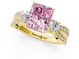 Yellow gold Three-Stone Fancy Pink Radiant  Cut Diamond Twist Band with Prong Setting_51