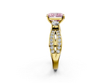 Yellow gold Three-Stone Fancy Pink Radiant  Cut Diamond Twist Band with Prong Setting_52