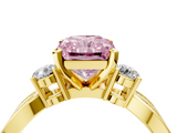 Yellow gold Three-Stone Fancy Pink Radiant  Cut Diamond Twist Band with Prong Setting_54