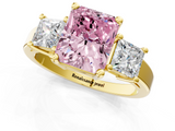Yellow gold Three-Stone Fancy Pink Radiant  Cut Solitaire Ring with Prong Setting_4