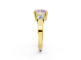 Yellow gold Three-Stone Fancy Pink Radiant  Cut Solitaire Ring with Prong Setting_5