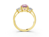 Yellow gold Three-Stone Fancy Pink Radiant  Cut Solitaire Ring with Prong Setting_6