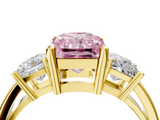 Yellow gold Three-Stone Fancy Pink Radiant  Cut Solitaire Ring with Prong Setting_7