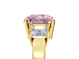 Yellow gold Three-Stone Fancy Pink Radiant  Cut Solitaire Ring with Prong Setting_8