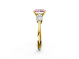 Yellow gold Three-Stone Fancy Pink Radiant  Diamond Ring with Pear Side Stones in Four-Prong Setting_81