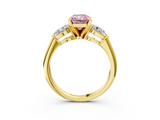 Yellow gold Three-Stone Fancy Pink Radiant  Diamond Ring with Pear Side Stones in Four-Prong Setting_82