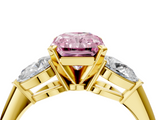 Yellow gold Three-Stone Fancy Pink Radiant  Diamond Ring with Pear Side Stones in Four-Prong Setting_83