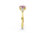 Yellow gold Three-Stone Fancy Pink Round Cut Brilliant Diamond Solitaire Ring with Tapered Band and Four-Prong Setting_8