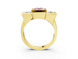 Yellow gold Three Stone Fancy Pink Round Cut Cut Channel Set Diamond Ring_3