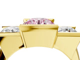 Yellow gold Three Stone Fancy Pink Round Cut Cut Channel Set Diamond Ring_4