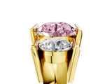 Yellow gold Three Stone Fancy Pink Round Cut Cut Channel Set Diamond Ring_5
