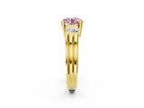 Yellow gold Three-Stone Fancy Pink Round Cut Cut Classic Band Prong Setting Ring_2
