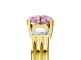 Yellow gold Three-Stone Fancy Pink Round Cut Cut Classic Band Prong Setting Ring_5
