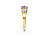 Yellow gold Three-Stone Fancy Pink Round Cut Cut Diamond Engagement Ring with Flat Band and Four-Prong Setting_14