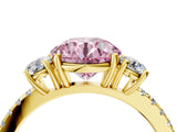 Yellow gold Three-Stone Fancy Pink Round Cut Cut Diamond Pavé Band with Prong Setting_43