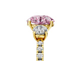 Yellow gold Three-Stone Fancy Pink Round Cut Cut Diamond Pavé Band with Prong Setting_44