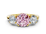 Yellow gold Three-Stone Fancy Pink Round Cut Cut Diamond Ring with Channel Set Band and Four-Prong Setting_24