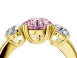 Yellow gold Three-Stone Fancy Pink Round Cut Cut Diamond Ring with Channel Set Band and Four-Prong Setting_28