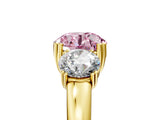 Yellow gold Three-Stone Fancy Pink Round Cut Cut Diamond Ring with Channel Set Band and Four-Prong Setting_5