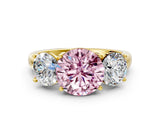 Yellow gold Three-Stone Fancy Pink Round Cut Cut Solitaire Ring with Classic Prong Setting