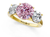 Yellow gold Three-Stone Fancy Pink Round Cut Cut Solitaire Ring with Classic Prong Setting_1