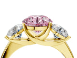 Yellow gold Three-Stone Fancy Pink Round Cut Cut Solitaire Ring with Classic Prong Setting_4