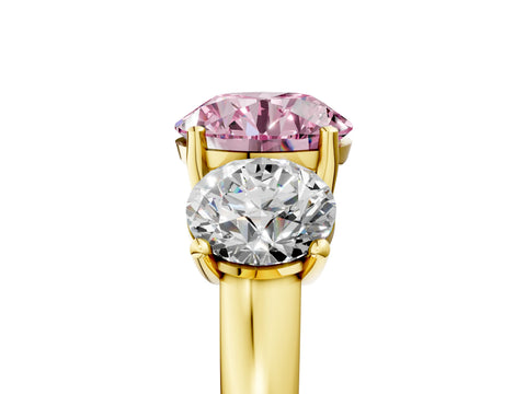 Yellow gold Three-Stone Fancy Pink Round Cut Cut Solitaire Ring with Classic Prong Setting_5
