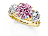 Yellow gold Three-Stone Fancy Pink Round Cut Diamond Braided Band Ring with Four-Prong Setting_35