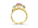 Yellow gold Three-Stone Fancy Pink Round Cut Diamond Braided Band Ring with Four-Prong Setting_37