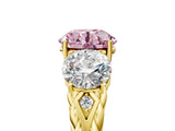 Yellow gold Three-Stone Fancy Pink Round Cut Diamond Braided Band Ring with Four-Prong Setting_39