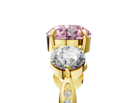 Yellow gold Three-Stone Fancy Pink Round Cut Diamond Channel Set Engagement Ring with Prong Setting_5