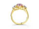 Yellow gold Three-Stone Fancy Pink Round Cut Diamond Engagement Ring with Prong Setting_6