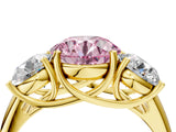 Yellow gold Three-Stone Fancy Pink Round Cut Diamond Engagement Ring with Prong Setting_7