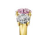 Yellow gold Three-Stone Fancy Pink Round Cut Diamond Engagement Ring with Prong Setting_8