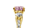 Yellow gold Three-Stone Fancy Pink Round  Cut Diamond Pavé Band with Four-Prong Setting_5