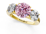 Yellow gold Three-Stone Fancy Pink Round  Cut Diamond Ring with Channel-Set Band and Four-Prong Setting_17