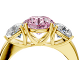Yellow gold Three-Stone Fancy Pink Round  Cut Diamond Ring with Channel-Set Band and Four-Prong Setting_20