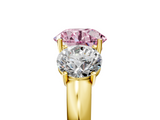 Yellow gold Three-Stone Fancy Pink Round  Cut Diamond Ring with Channel-Set Band and Four-Prong Setting_21