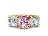 Yellow gold Three-Stone Fancy Pink Round  Cut Diamond Ring with Channel-Set Band and Four-Prong Setting_35
