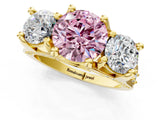 Yellow gold Three-Stone Fancy Pink Round  Cut Diamond Ring with Channel-Set Band and Four-Prong Setting_36