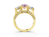 Yellow gold Three-Stone Fancy Pink Round  Cut Diamond Ring with Channel-Set Band and Four-Prong Setting_38