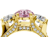 Yellow gold Three-Stone Fancy Pink Round  Cut Diamond Ring with Channel-Set Band and Four-Prong Setting_39