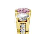 Yellow gold Three-Stone Fancy Pink Round  Cut Diamond Ring with Channel-Set Band and Four-Prong Setting_40