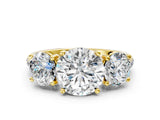 Yellow gold Three-Stone Fancy Pink Round Cut Diamond Ring with Pavé Band and Prong Setting_58